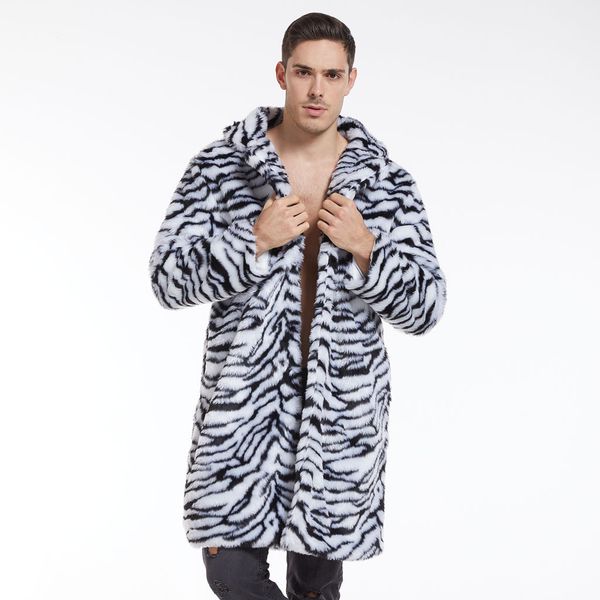 

men leopard winter warm fashion outdoor woolen faux-fur' coat collar, Black;brown