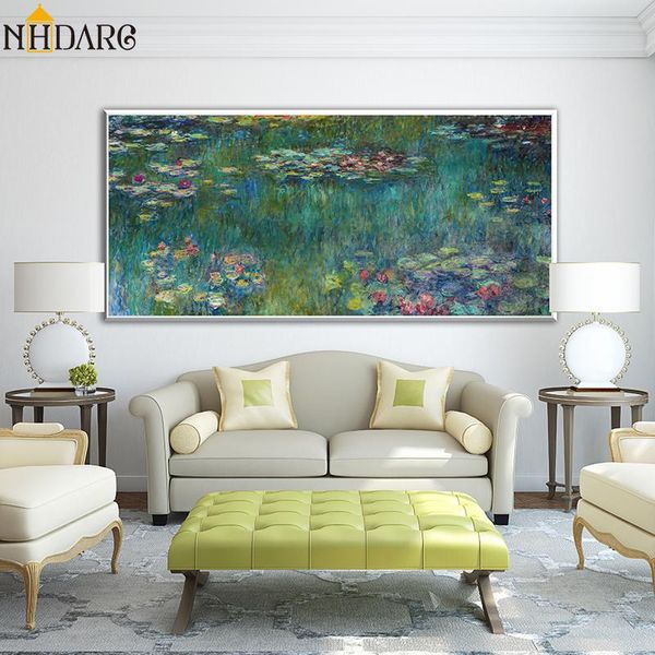 

claude monet hd water lilies impressionistic style canvas print painting art large size wall pictures for living room home decor paintings