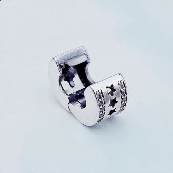 

fits pandora bracelets silver crystal five stars safety anti-drop-clip buckle charm bead ser beads for wholesale diy european sterling neckl, Black