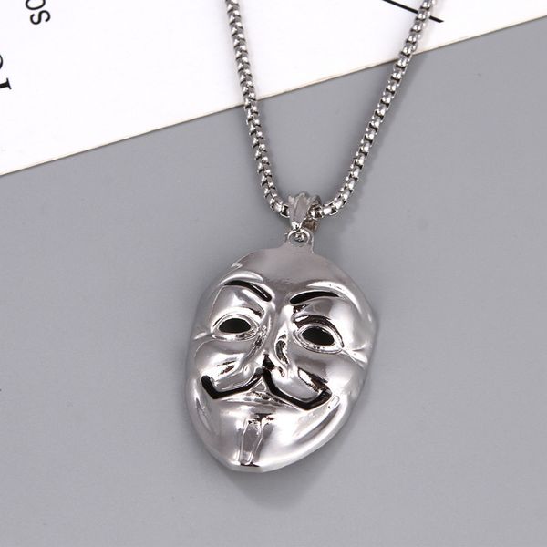 

design jewelry movie v-word revenge team hacker mask necklace pendant, Silver