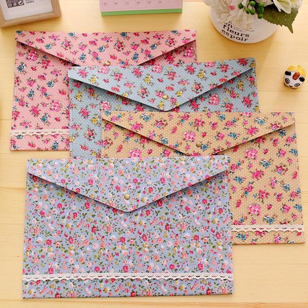 

business card files 4pcs/lot vintage dots flower lace series a4 documents file bag folder stationery filing production