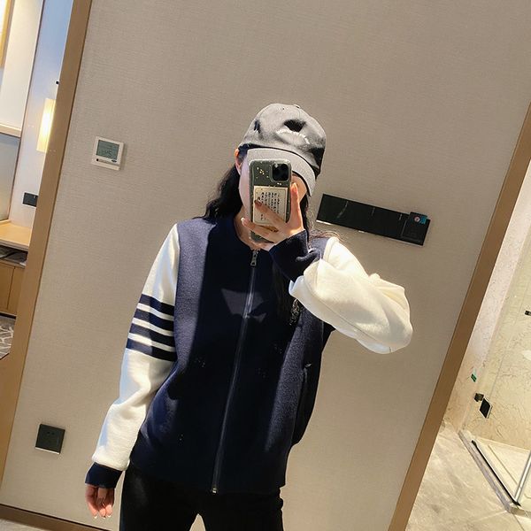

men's and women's 2021 early spring new korean baseball suit color blocking loose sweater tb college jacket women's jacket, White;black