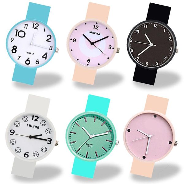 

wristwatches girls boys student couple watch electronic digital silicone ladies watches for kids simple casual women children, Slivery;brown