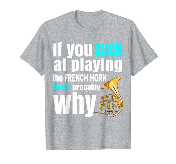 

marching, concert, jazz band musician funny french horn t-shirt, White;black