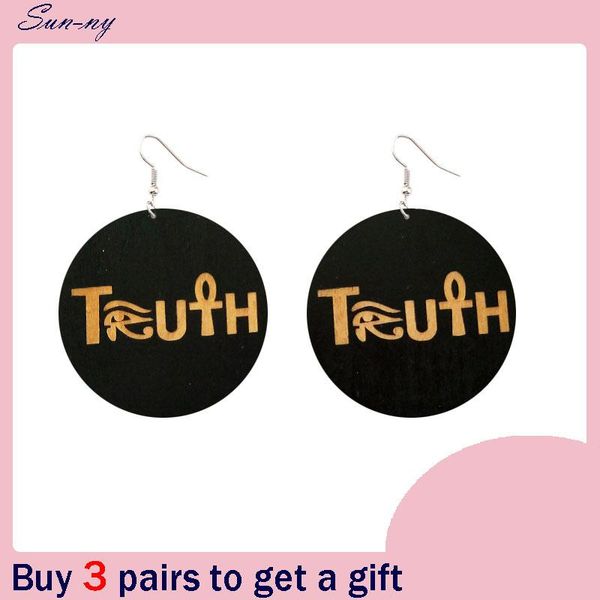 

sun-ny african word woman wooden drop earrings painting jewelry for blacks ladies gifts wood dangle & chandelier, Silver