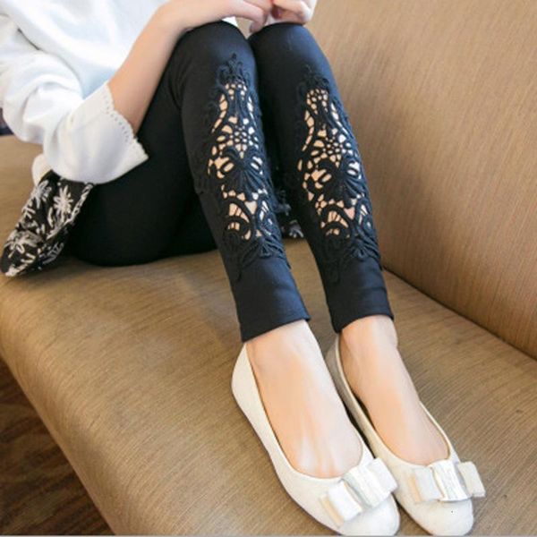 

women's leggings women fashion gauze patchwork breathbale legging workout comfortable pants trousers leg09, Black