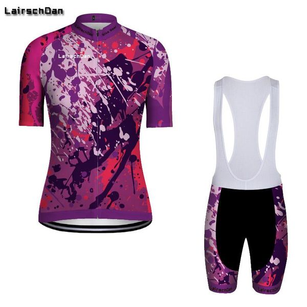

racing sets lairschdan women cycling jersey conjunto ciclismo feminino summer outdoor sport team road bike cycle purple breathable clothing, Black;blue