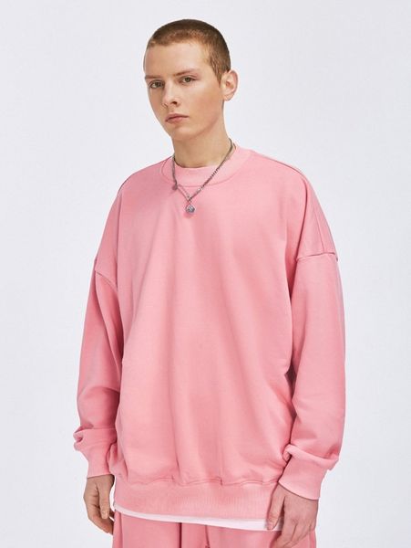 

men drop shoulder solid sweatshirt 82pu#, Black