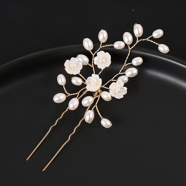 

hair clips & barrettes fashion glod color design head jewelry pearl rhinestone hairpins stick crystal bridal accessories women wedding clip, Golden;silver
