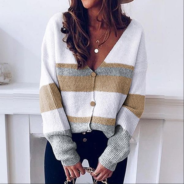 

womens sweater vintage knit cardigan women autumn winter contrasting color stitching knitted v neck coat, White;black