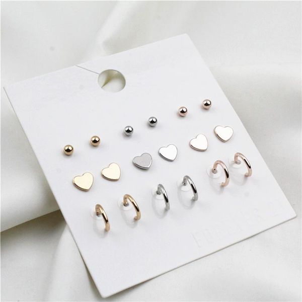 

stud suit small fresh and simple heart fashion students earrings, Golden;silver