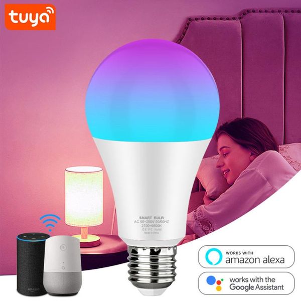 

bulbs tuya wifi smart light bulb 12w 15w rgbww rgbcw bluetooth app dimmable bedroom indoor lighting compatible alexa/google home