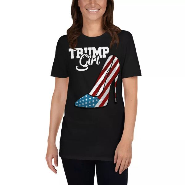 

Trump Girl Cool American Flag High Heels Matching Donald Trump President Shirt, White;black