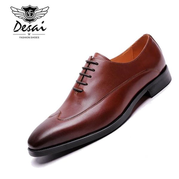 

dress shoes 2021 spring calf waxed leather oxford men business genuine retro wedding brown laces formal, Black