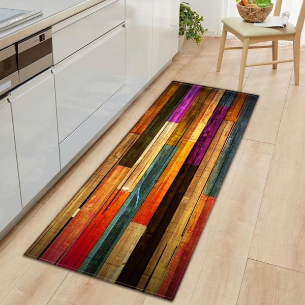 

nordic simulation wood grain entrance door mat home hallway floor decoration living room kitchen mat bathroom anti-slip rug