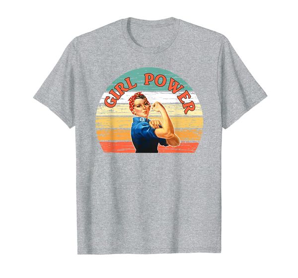 

girl power retro rosie the riveter feminist shirt, White;black