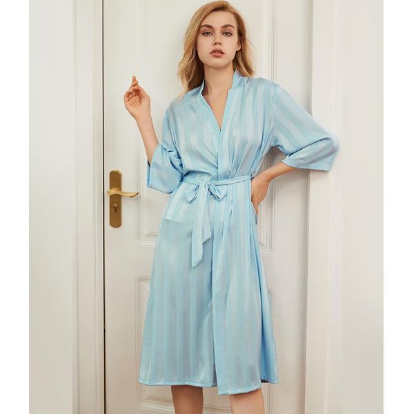 

women's sleepwear stain robes women thin silk bathrobe for drop robe woman summer bannirou, Black;red