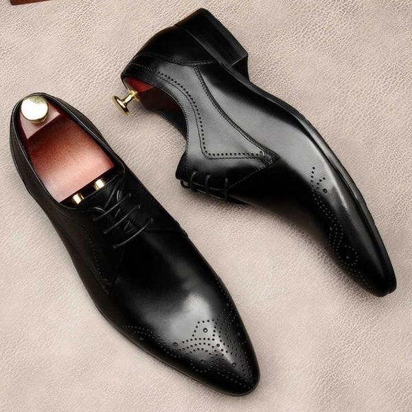 

dress shoes formal italian design for men pointed toe lace up business wedding genuine leather black oxford shoe