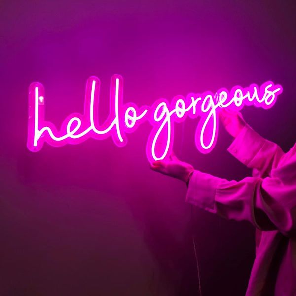 

other lighting bulbs & tubes hello gorgeous custom neon sign - decor for bedroom friend gift, roommate gift idea led