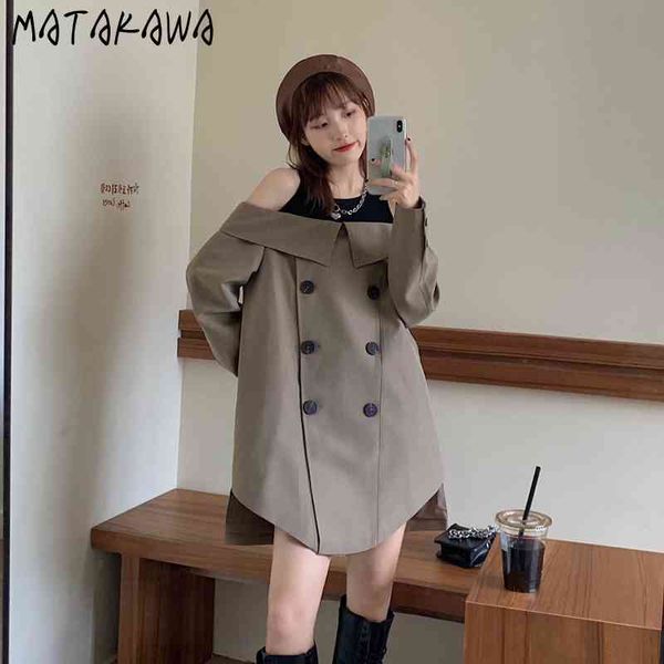 

matakawa dress women retro strapless short vestidos spring fake two-piece above knee, mini dress chic o-neck robe 210513, Black;gray