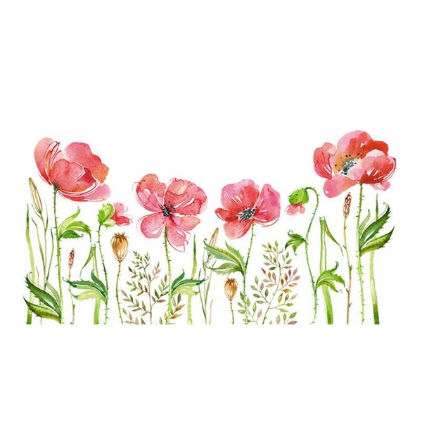 

paintings flowers wall stickers, removable blossom grass garden plant diy decal for sitting room, kitchen nursery