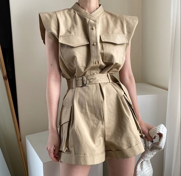 

women's jumpsuits & rompers 2021 new summer women jumpsuit traf bodysuit womens overalls female wide leg pants shorts mujer l, Black;white