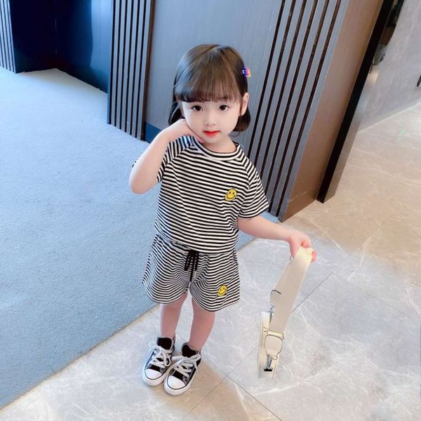 

girls' suit net red foreign style summer fashion children's sports two piece set girl, White