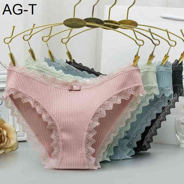 

women's cotton underwear lace panties seamless cute bow girls briefs soft comfort lingerie fashion female underpants, Black;pink