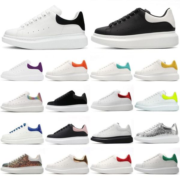

[with box] fashion men shoe designer women leather lace up platform oversized sole sneakers white black mens womens luxury velvet suede casu