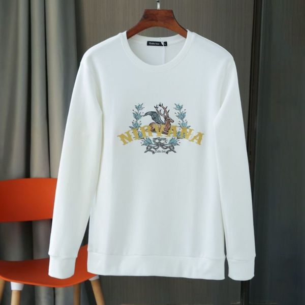 

autumn fawn letter embroidery sweater pullover youth casual printed jacket, Black