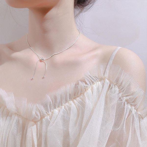 

chains fine jewelry 925 sterling silver choker necklace for women pendant statement chain dainty clavicle drop ship