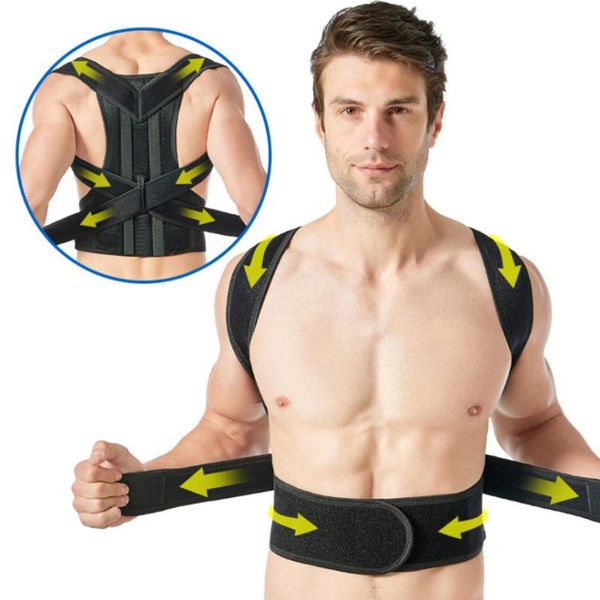 

back support adjustable posture corrector spine shoulder brace correction postural, Black;blue