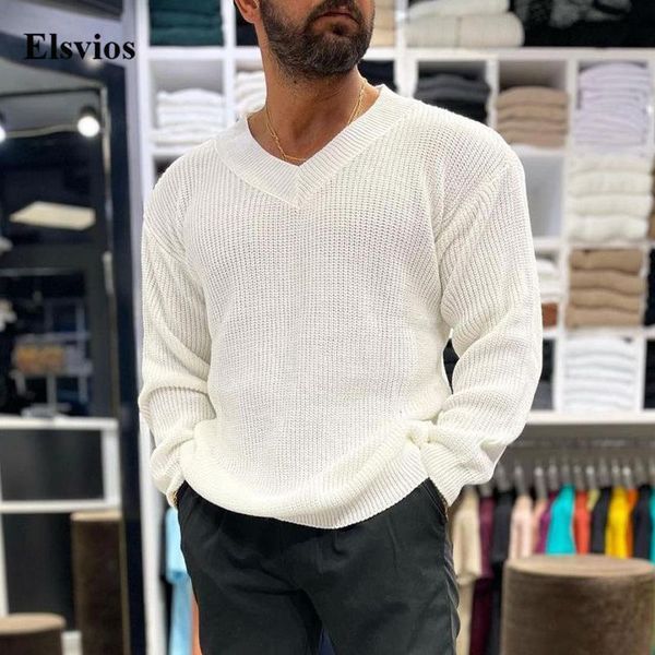 

men's sweaters casual mens solid basic pullover autumn long sleeve v-neck jumper men fashion winter warm slim knitted sweater, White;black