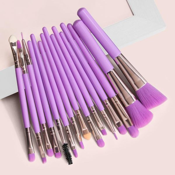 

makeup brushes 15 pcs/set eye shadow eyelash eyebrow brush fluorescent series foundation blush blending beauty make up tools
