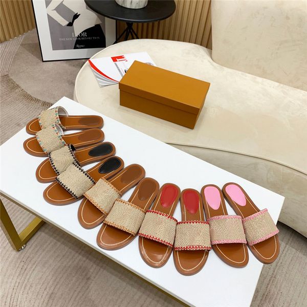 

fashion flat slide sandals slippers for women designer beach flip flops slipper with box size 35-42, Black