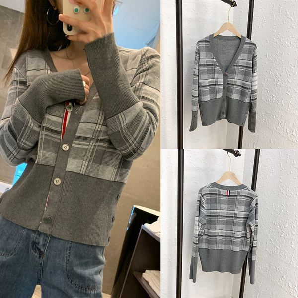 

line coat women's short 2020 spring and autumn new single breasted classic long sleeve wool versatile knitted tb cardigan, White