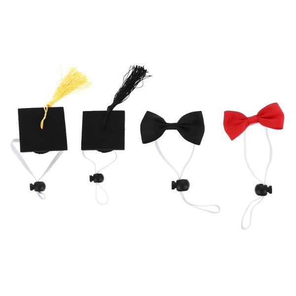 

dog apparel 4pcs pet graduation caps adjustable hat with necktie pography props