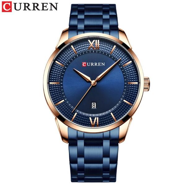 

wristwatches curren/ karin 8356 men's watch waterproof quartz steel band foreign trade business calendar watch., Slivery;brown