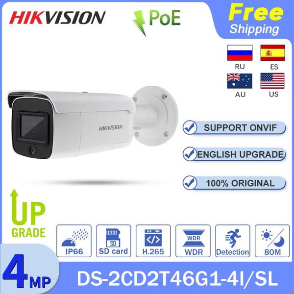 

cameras hikvision ip camera darkfighter 4mp ds-2cd2t46g1-4i/sl outdoor poe h.265 strobe light audio alarm security sd card ir 80m ip66