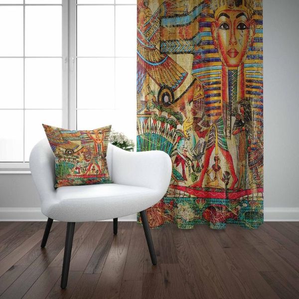 

curtain & drapes else orange brown blue ethnic egypt persian tribe 3d print living room bedroom 1 panel set combine gift pillow case
