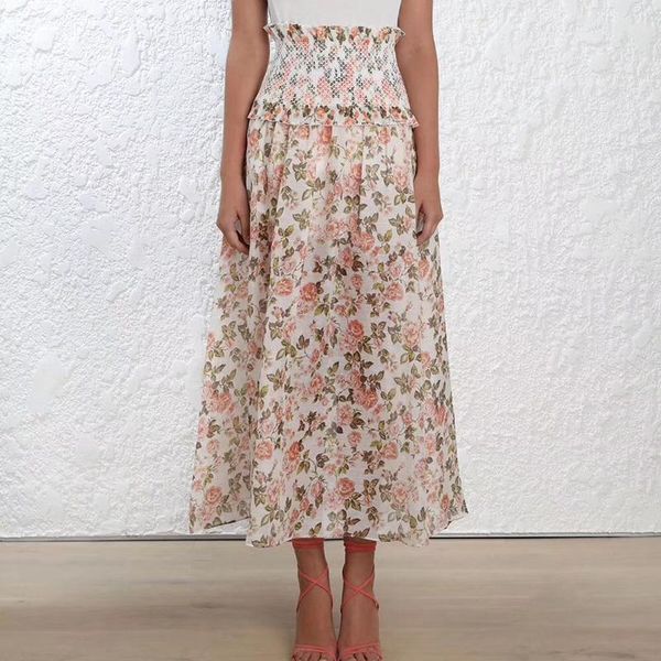 

skirts women fashion linen/flax 100% floral ruched peach linen skirt, Black