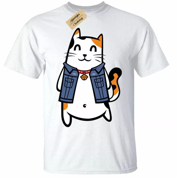 

coole katze t-shirt herren, White;black