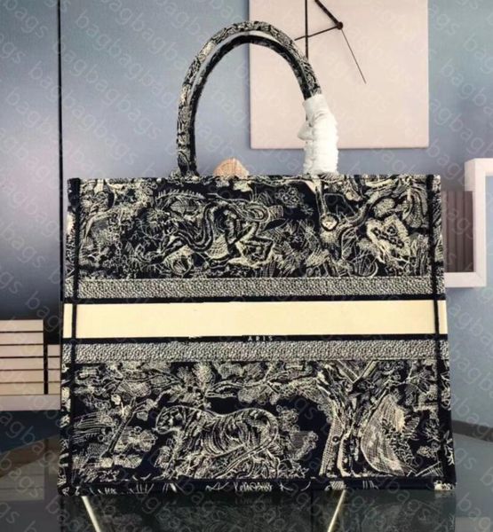 

luxury handbag designer bag women's beach old flower book canvas embroidery shopping brand fashion 42cm