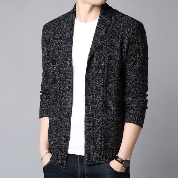 

men's sweaters cardigan sweater fashion casual v-neck knitted cashmere coat men winter loose long sleeve jacket y330, White;black
