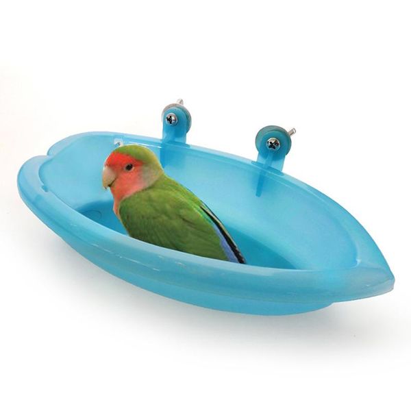 

other bird supplies 1pcs blue bathtub ellipse shaped parrot feeding cup bath bowl bathing tub pet cage accessories toys