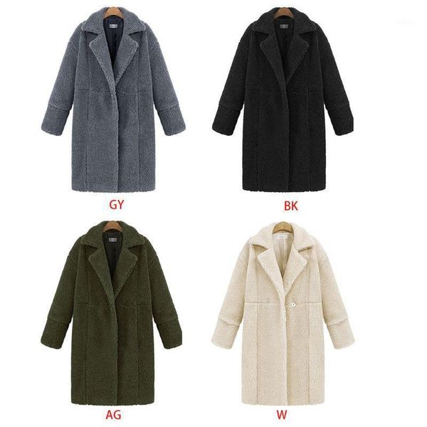 

women's wool & blends womens winter shaggy plush coat long sleeve thick warm jacket lapel open front loose cardigan solid color outwear, Black