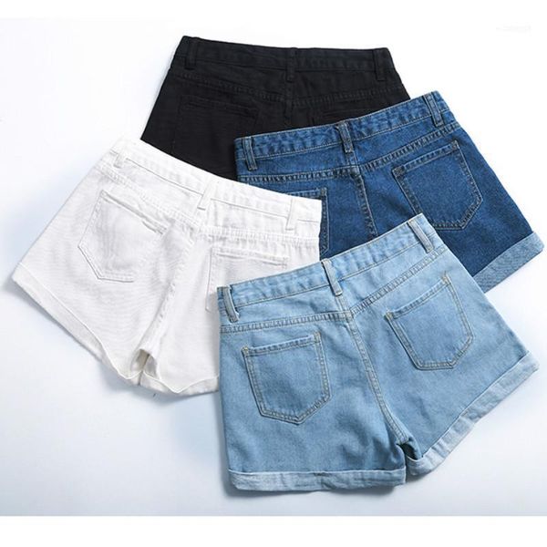 

women's jeans aurkrrvn causal summer basic denim shorts women roll up hem pocket plus size jean for female korean wide leg1, Blue