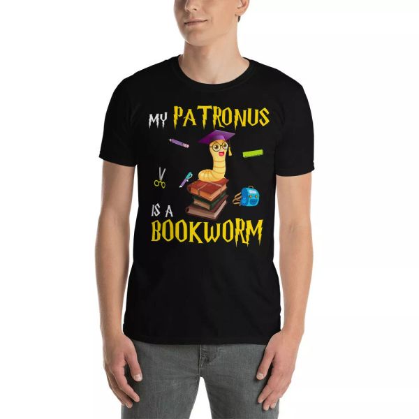 

my patronus is a bookworm funny book nerd lover gifts t-shirt, White;black