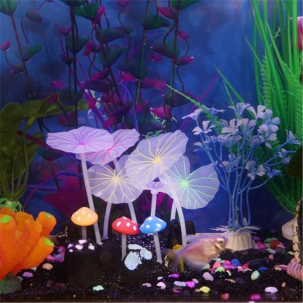 

decorations aquarium decoration artificial lotus leaf mushroom pet fish tank landscape plant coral ornaments