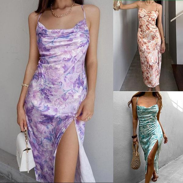 

casual dresses dada printed suspender dress split length bodycon, Black;gray